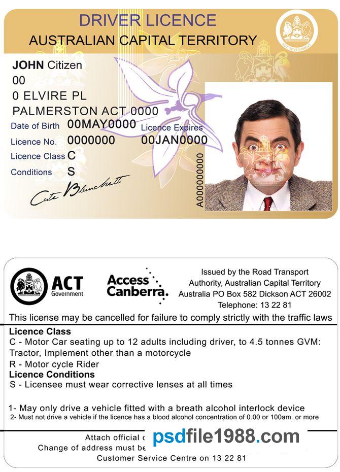 Australia Capital State Driving License